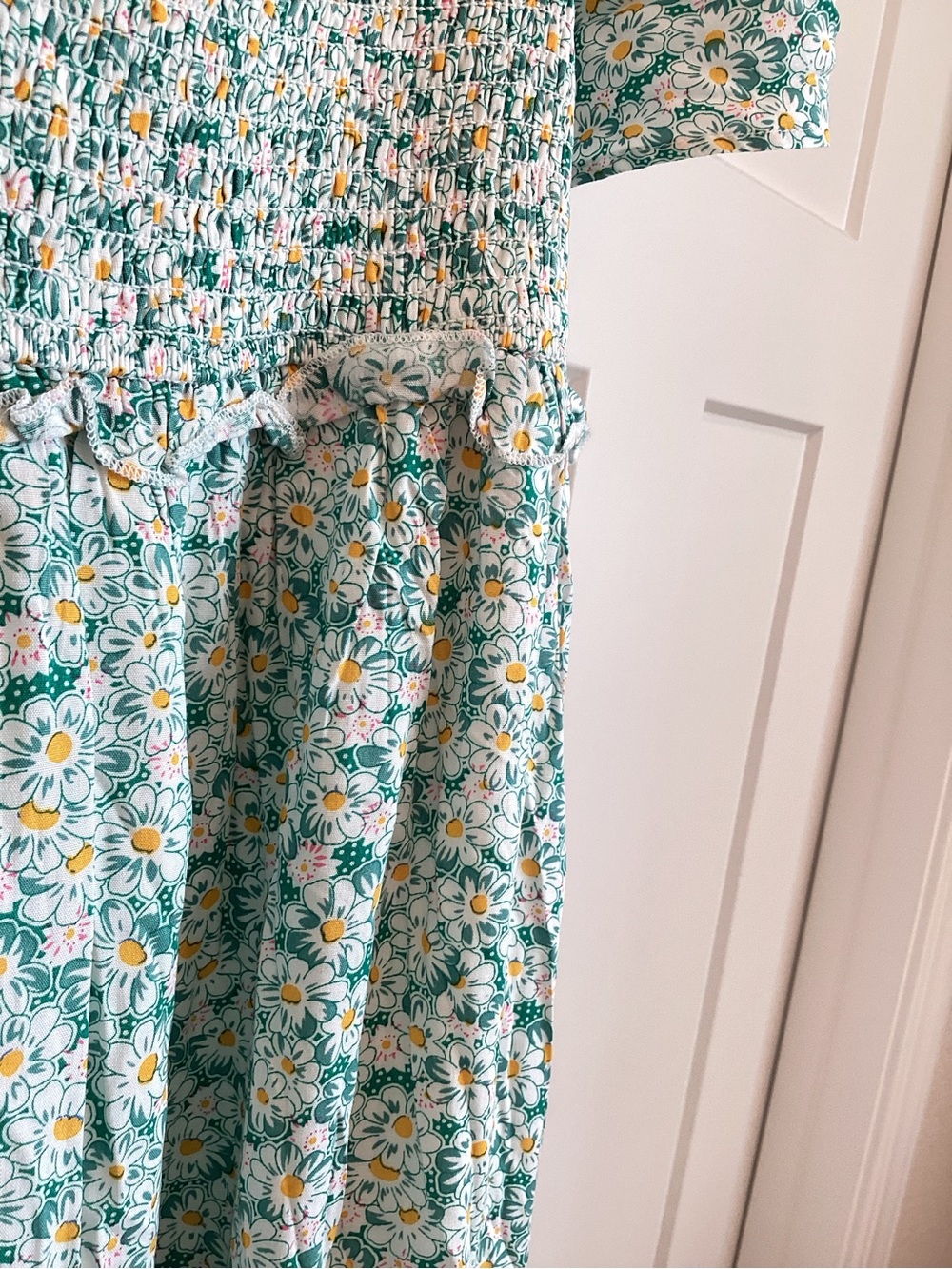 Baltic Born Regina Smocked Short-Sleeve Tiered Maxi Dress Green Floral NEW XL - Picture 5 of 14
